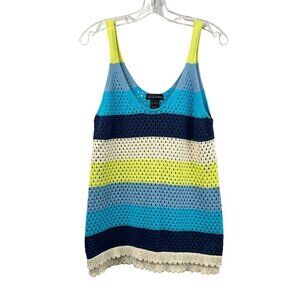 Design 365 Womens Open Knit Striped Tank Top Multicolor Size Large